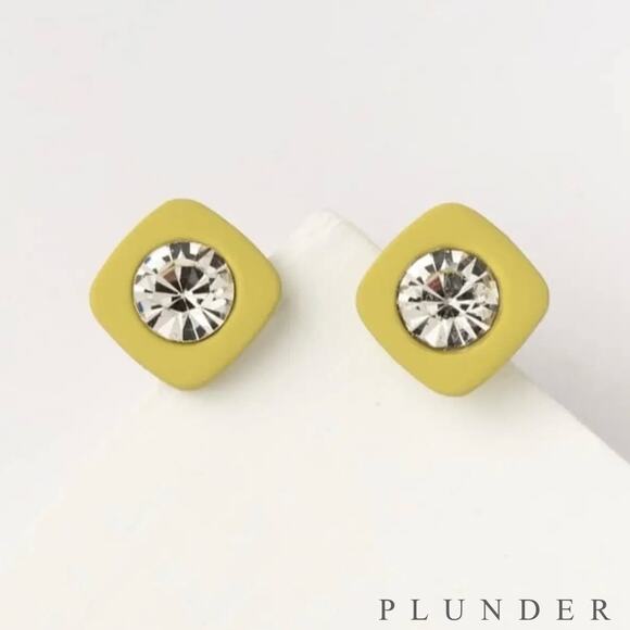 New Plunder "Chesney" Green Square Earrings (.5") - Picture 1 of 4
